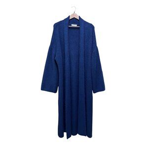 Justfab Chunky Oversized Open Front Cardigan Navy Blue Faux Mohair Fleece XL